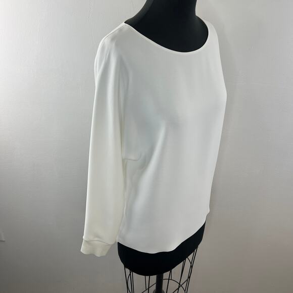 VINCE Rib Cuff Dolman Top Blouse Off White Boat Neck Pullover Size XS NEW - Picture 5 of 11